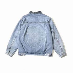 Stussy x Levi's collaboration denim jacket with embossed logo design-4800  