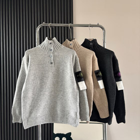 Stone Island solid color button-up stand-collar knitted cardigan-5234  